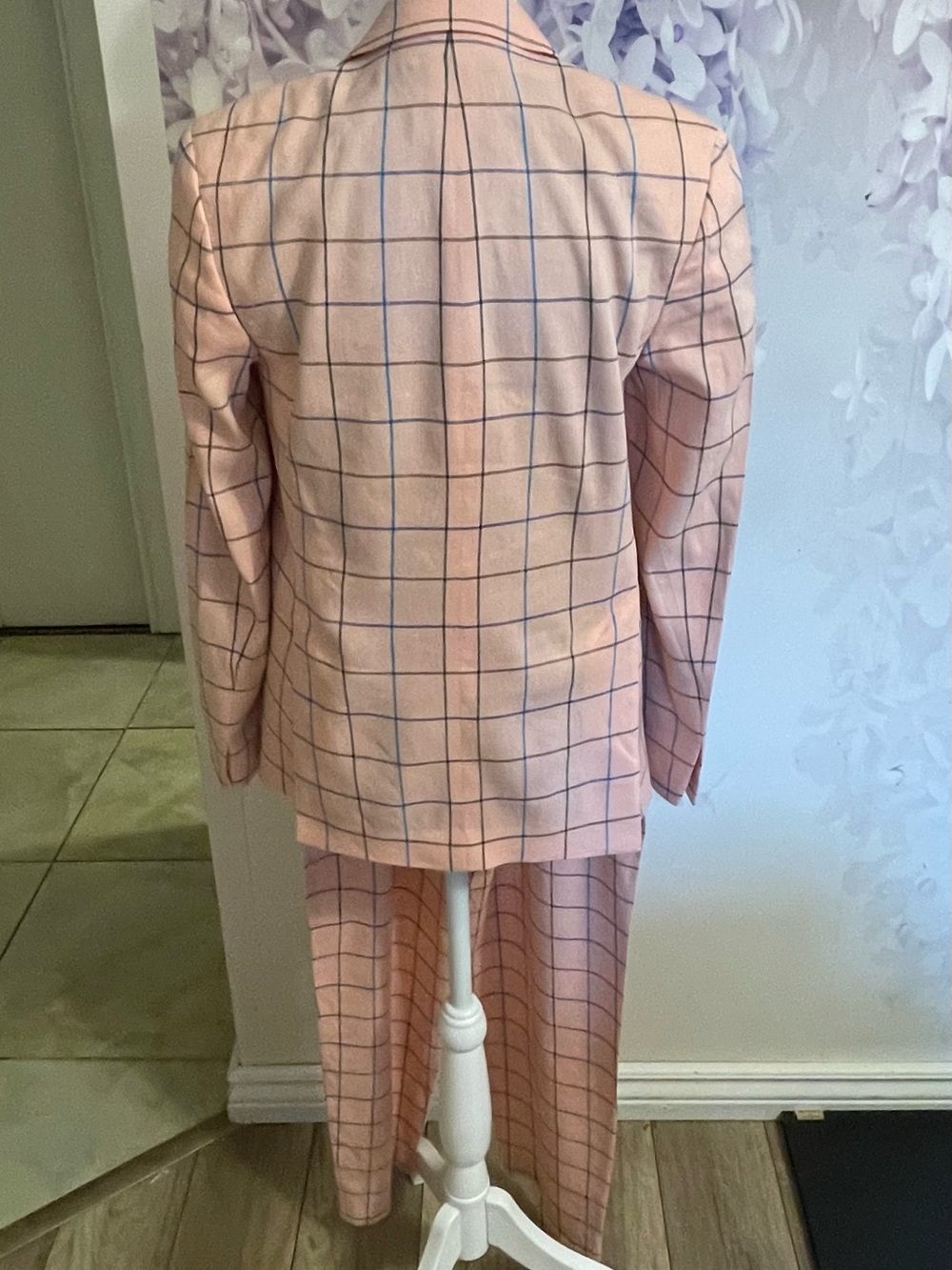 Paul Smith Pink Windowpane Check Linen Blend Pantsuit Size 36 - Picture 2 of 16